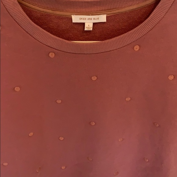 Skies are Blue Embroidered Polka dot Sweatshirt - Picture 4 of 4